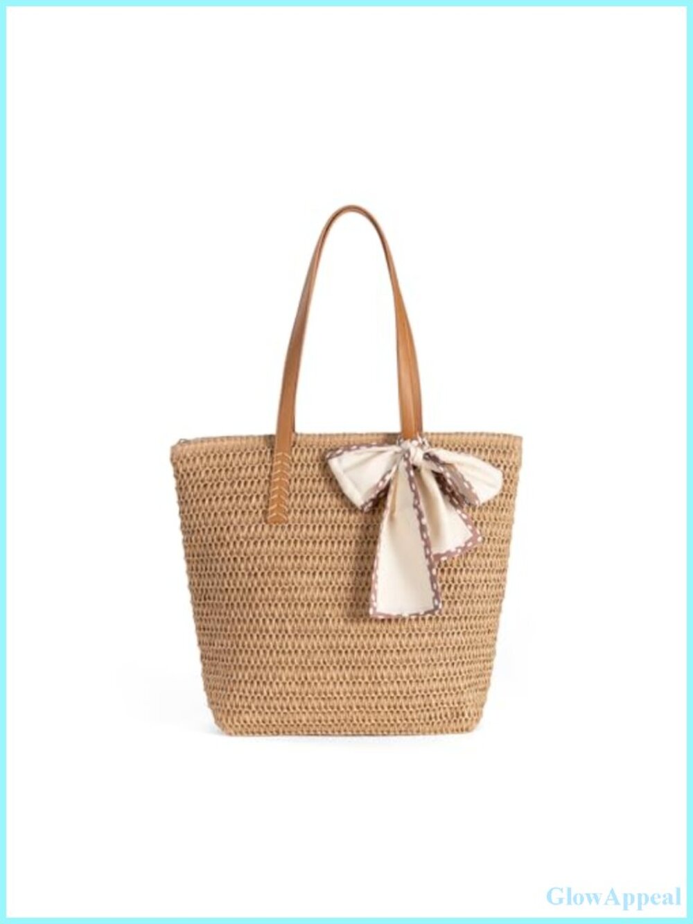Handwoven Straw Beach Tote with Zipper Pocket - Lightweight Summer Travel Bag